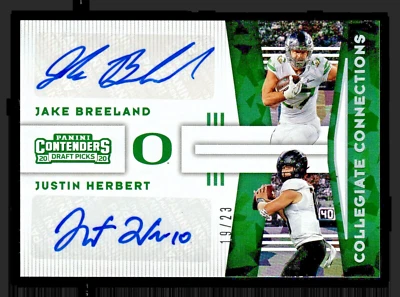 JUSTIN HERBERT 2020 Contenders Draft #8 Collegiate Connections RC Auto SP /23 - Image 1 of 2