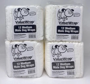 48 Disposable MALE Dog Value Wraps - Size Medium 17-21 in. - Lot Of 4 Packs NEW - Picture 1 of 4