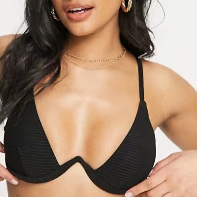 NUEVO TOP DE BIKINI NEGRO MONOCABLE TEXTURIZADO CELOSÍA MIX & MATCH DE ASOS FREE SOCIETY 8 Foto 1 de 4