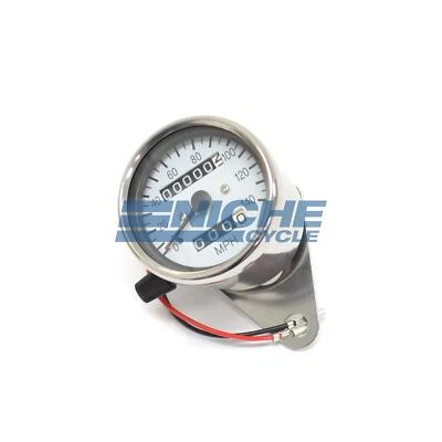 Mini Speedo White Motorcycle Mechanical 140MPH Speedometer Gauge 1:1 - Image 1 of 4