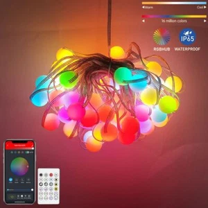 Globe 66 Lamp 32.8 Foot Smart BLE RGBIC Addressable LED String Lights 120VAC - Picture 1 of 12