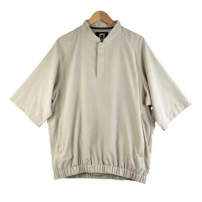 FootJoy Mens M Short Sleeve Windbreaker Jacket Golf Tan Loose Fit - Image 1 of 4