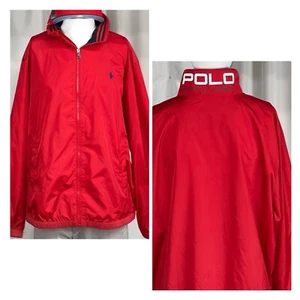 New XLTall Polo Ralph Lauren Full Zip Red Polo On Neck Windbreaker Jacket Coat - Picture 1 of 7