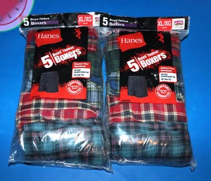 10 Pair NEW (2 X 5 PACKS) HANES BOYS Comfort Flex Woven TAGLESS BOXERS XL / XG - Picture 1 of 5