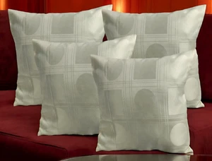 Set of 4 - Peach Cream Check 16x16" 40x40cm Quality Cushion Covers Home Decor - Picture 1 of 10