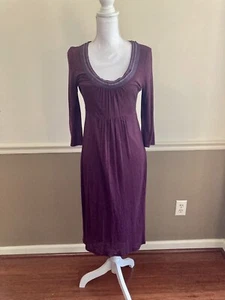 Boden Women's Midi Dress SIZE 6L High Waisted Purple 3/4 Sleeves Grunge - Picture 1 of 12