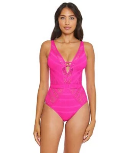 BECCA by Rebecca Virtue Color Play Crochet Plunge One-piece for Women - High Leg - Picture 1 of 2