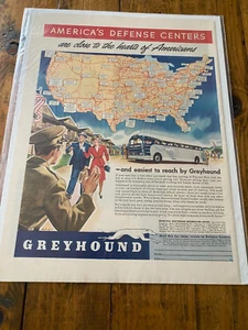 Vintage 1941 Greyhound Bus America's Defense Centers ad - Picture 1 of 1