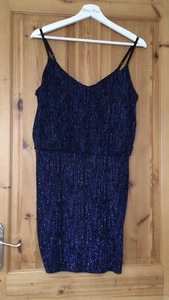 Women’s Black & Blue Sparkling Glitter Short Party Dress Size 8 10 - Picture 1 of 16
