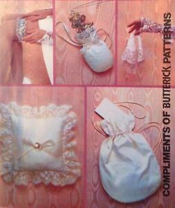 UC Butterick 4236 Sew Pattern Bridal Wedding Ring Bear Pillow Gloves Garter Bag