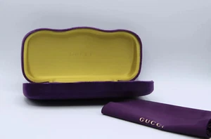 NEW GUCCI PURPLE SMALL CASE AUTHENTIC EYEGLASSES SUNGLASSES CASE W/CLOTH - Picture 1 of 2