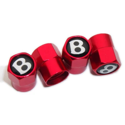 Tapas de válvula de aire para neumáticos Bentley de ajuste hexagonal 4 piezas vástago cubierta antipolvo decoración roja Foto 1 de 4
