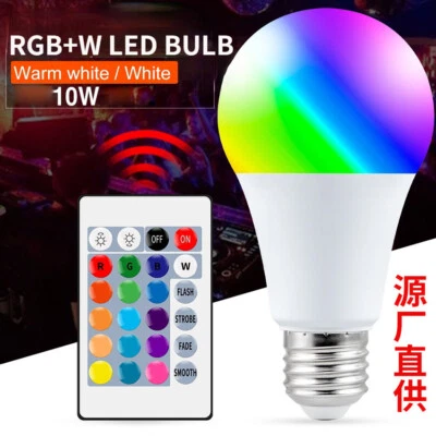 10W 16 Colour Changing B22/E27 RGB LED Bulb Light Bayonet Remote Control Lamp - Image 1 of 4