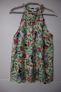 Witchery women's linen floral sleeveless top size 8 in exc as new cond - Picture 1 of 2
