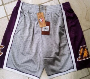 Mitchell & Ness Lakers 75th Anniversary Shorts Swingman Men’s Size L Silver - Picture 1 of 8