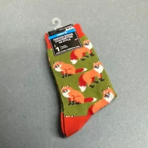 Mens Fox Socks Green Orange Black White Ladies Unisex - Picture 1 of 2