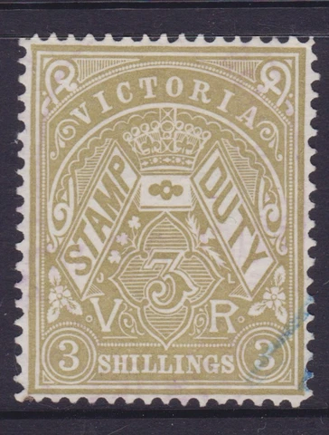 VICTORIA RARE 1893 3/- Olive-Drab QV "STAMP DUTY" LIGHT USED CV$240 (NG37) Cover