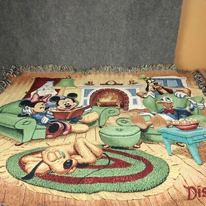 Mickey’s Holiday Gathering-Disneyland Resort 60”x50” Tapestry Throw 100% Cotton - Picture 1 of 7