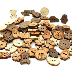 Nachhaltige Holzknöpfe Motive 5 Stück Knöpfe Holz DIY Basteln Nähen Kinderknöpfe - Bild 1 von 17