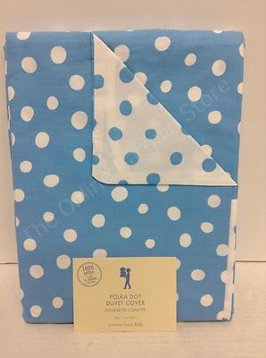 Capa de edredom Pottery Barn PB infantil bolinhas quarto dormitório DUPLA azul - Imagem 1 de 3