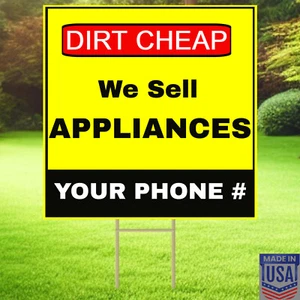 APPLIANCES - 10 Pk Customizable Text - Yard Signs w/Free Stake - 12"x12" - USA - Picture 1 of 11