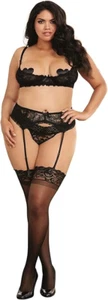 Dreamgirl 9386X Lace Open Cup Shelf Bra, Black, Size 44 - Picture 1 of 1