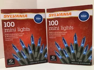 NEW 2 Boxes SYLVANIA 100 BLUE Mini LIGHTS Christmas Hanukkah Gender Reveal 21ft - Picture 1 of 4