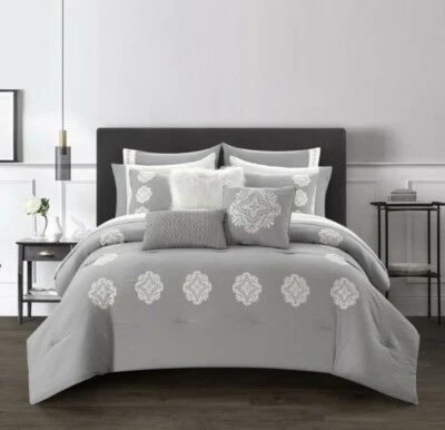 Better Homes & Gardens Silver 12 Pc Bed in a Bag Comforter Set with Sheets Queen - Image 1 of 4