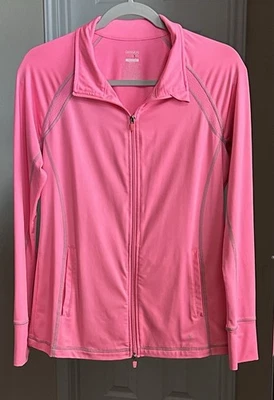 Chaqueta Danskin Now Semi Ajustada Rosa Vibrante Cremallera Completa Bolsillos Frontales Talla M 8-10 Foto 1 de 4