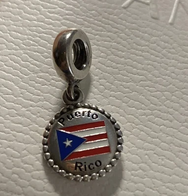 RARE PANDORA Sterling Silver 925. Special Puerto Rico Flag Dangle Charm Retired - Image 1 of 4