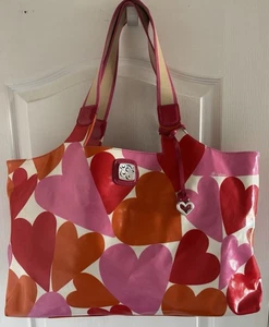 Große Tasche Schultertasche Brighton rosa orange rot Herzen beschichtet - Bild 1 von 24