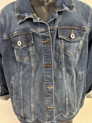Chaqueta Jean Torrid Para Mujer Talla 2X Denim Ligera Abotonada Lavado Oscuro Foto 1 de 4