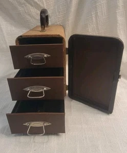 Photograph 35mm Slide Storage Case Vintage 3 drawers Barnett & Jaffe Tweed 12" H - Picture 1 of 9