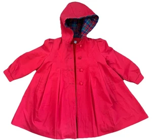 VTG 70s Rothschild Red Girls Coat (6X) Union Made ILGWU, Lined Hood Swing Coat - Picture 1 of 24