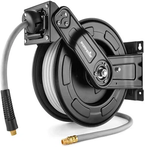 Tambor de manguera de aire comprimido automático Poppstar acero con manguera de aire comprimido de 20 m - Imagen 1 de 7
