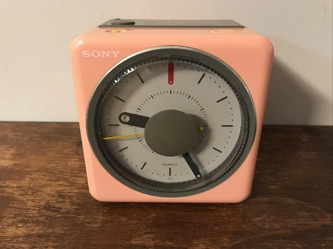 VTG SONY ICF A10W AM/FM Alarm clock "Here Comes The Sun" by The Beatles PINK Cover
