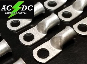 (100) 2 AWG Ring 3/8" Hole Terminal Lug Tin Plated Copper Cable lug Gauge - Picture 1 of 3