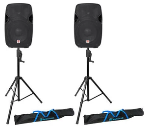 (2) Rockville SPGN108 10" Passive 800W DJ PA Speakers+Crank-Up Speaker Stands - Picture 1 of 12