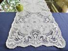 Vintage Off-White Nottingham Quaker Runner Heavy Cotton Lace 15x62 w/ Loops