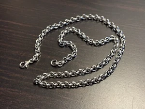 Solid 925 Sterling Silver Mens 5mm Rolo Belcher Chain Lobster Necklace 70cm - Picture 1 of 7