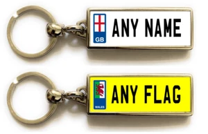 Personalised Metal Double Sided Registration Number Plate Keyring Any Name /Text - Picture 1 of 30