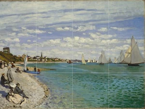 Panel de cerámica de mosaico de una regata de Monet salpicadero azulejo de pared mural arte - Imagen 1 de 5