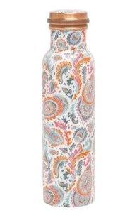 Pure Copper Designer Meena Print Lacqure Coating Water Bottle, 1Unit, Pack of 1 - Picture 1 of 3