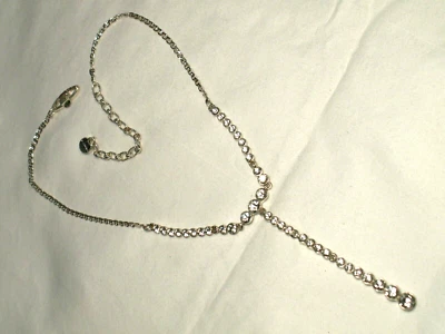 ...GIVENCHY...Silver Tone, Crystals Y-Drop Necklace... - Image 1 of 4