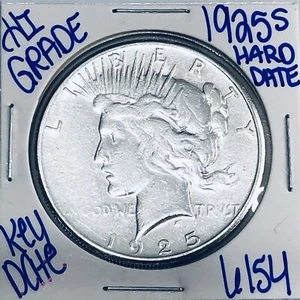 1925 S SILVER PEACE DOLLAR AUTHENTIC HI GRADE U.S. MINT COIN RARE KEY DATE 6154 - Picture 1 of 3