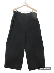Sz 18 JS Collections SIDE SLIT Wide Leg Dress Evening Pants Black Flowy Elastic - Picture 1 of 12