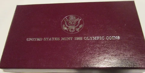 1988 Olympic Commemorative Silver Dollar Proof U.S. Mint with Box &  COA Cover