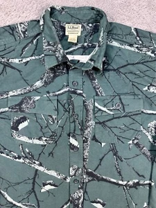LL Bean Soft Spruce Camo Flannel Chamois Shirt Mens 2XL Button Up - Picture 1 of 9