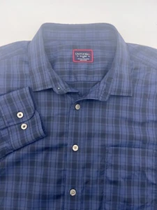 Untuckit Shirt Adult XLT TALL Blue Plaid Nylon Blend Performance Long Sleeve Men - Picture 1 of 11