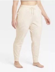 All In Motion Damen-Jogginghose French Terry elfenbeinfarben bedruckt Größe 3X Einzelhandel 24 $ NEU! - Bild 1 von 8